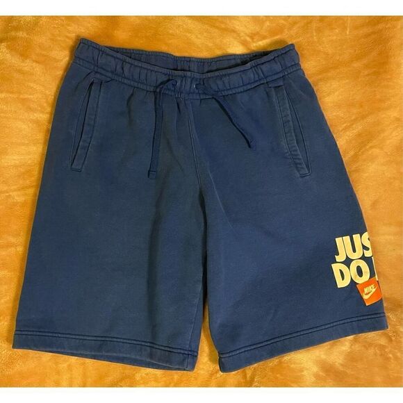 Nike Sportswear Mens Just Do It Blue Sweat Shorts Box Logo Pockets Med - Picture 2 of 7